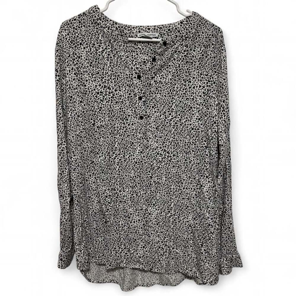 Amazon Essentials Animal Print Long Sleeve Henley Blouse